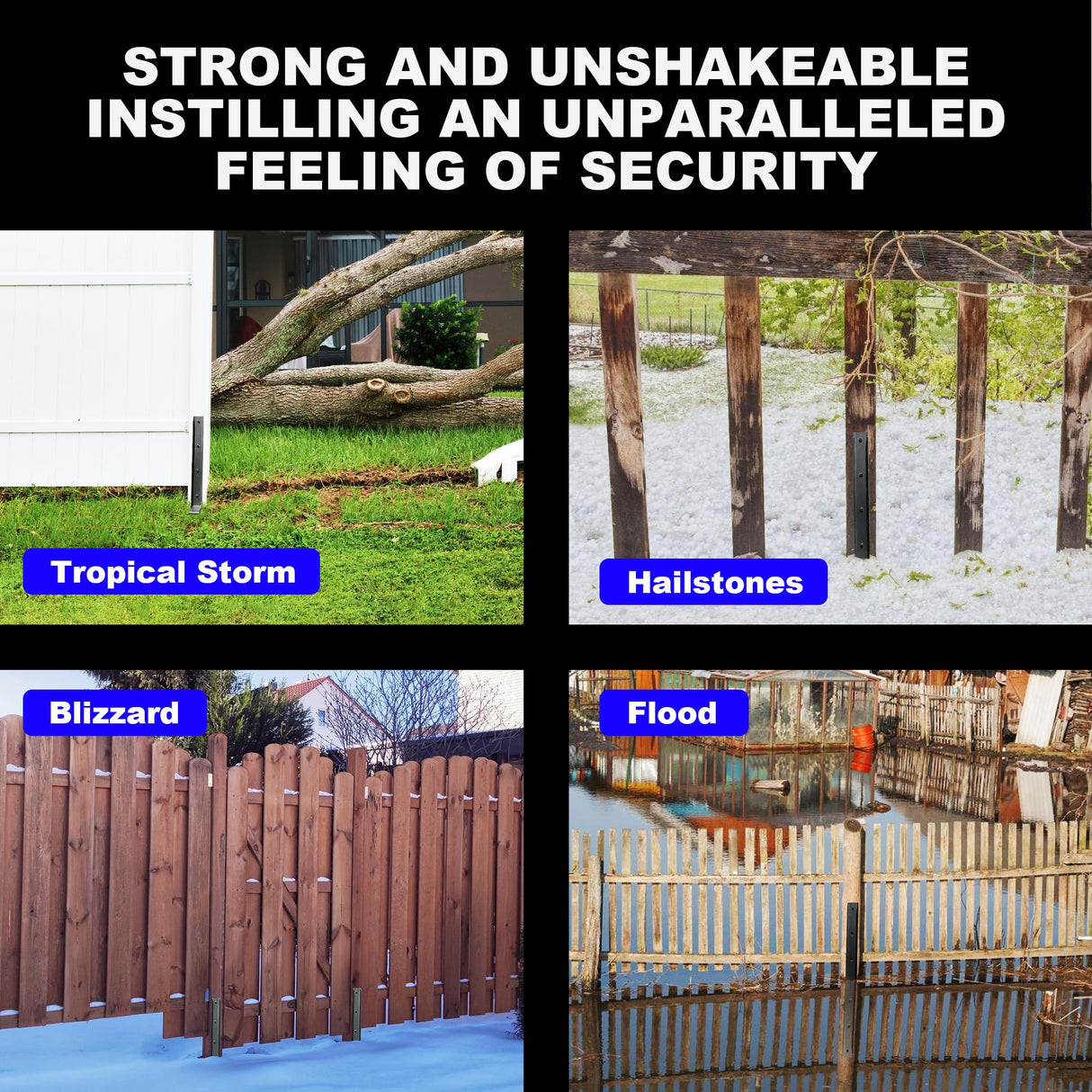 AKINGKONG Thicker Fence Post Repair Anchor Kit, Steel Fence Post Stakes, Repair Leaning 4x4/6x6 Wooden Fence Post Support (Thicker 11-Gauge, 2 akingkong