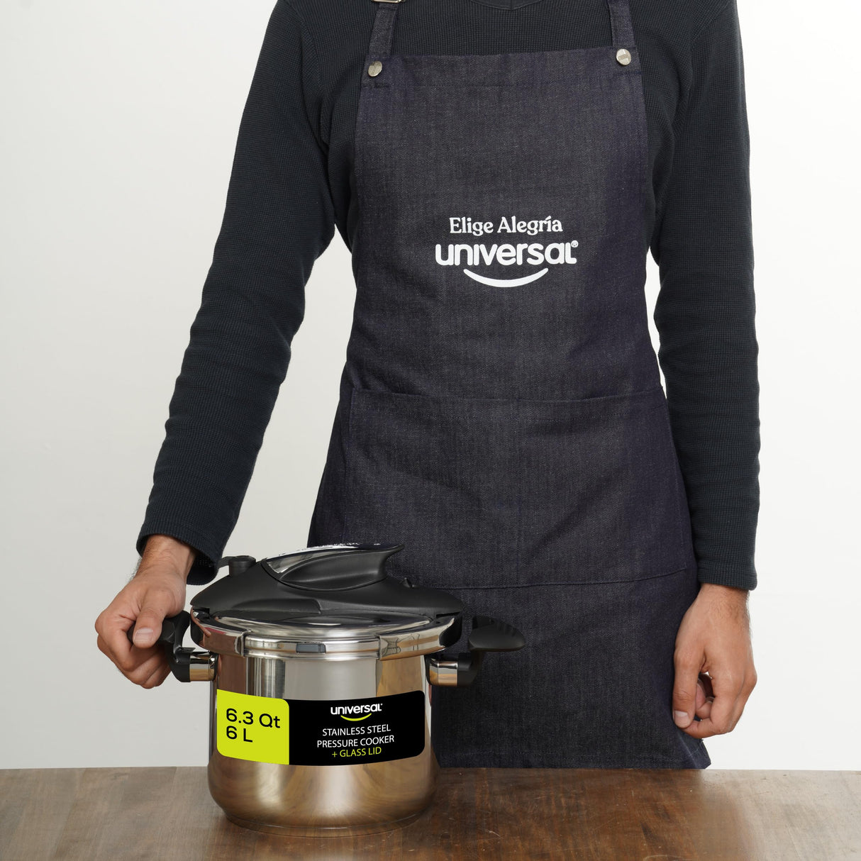 Universal 6.3 Quart / 6 Liter Stainless Steel Easy Use Pressure Cooker + Extra Glass Lid, Induction Compatible, Pressure Cooker & Multipurpose Pot, 7 servings, Pressure Canner universal