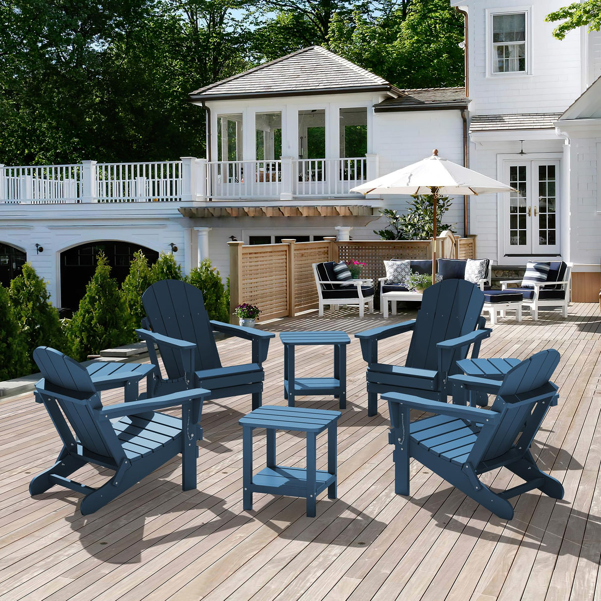 SERWALL Adirondack Table Outdoor Side Table- Blue SERWALL