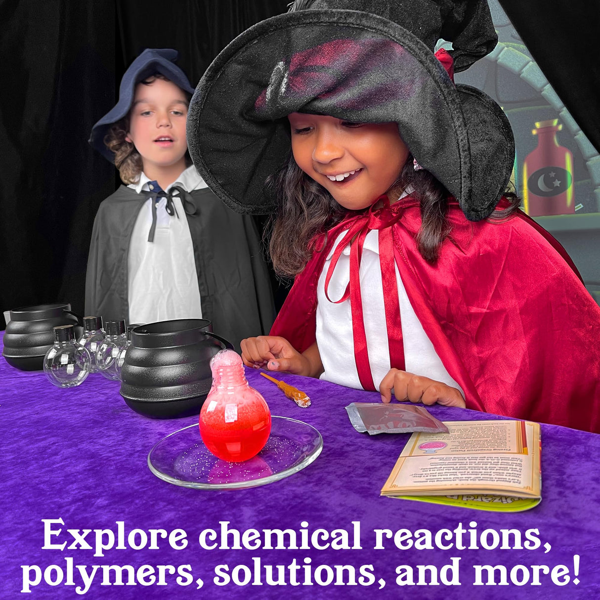 Tasty Labs Wizard Potion Science Kit - Make 5 Magical Potions, Chemistry Experiments Safe to Drink, Includes Cauldron & Wand - Study Reactions, Polymers & More Thames & Kosmos