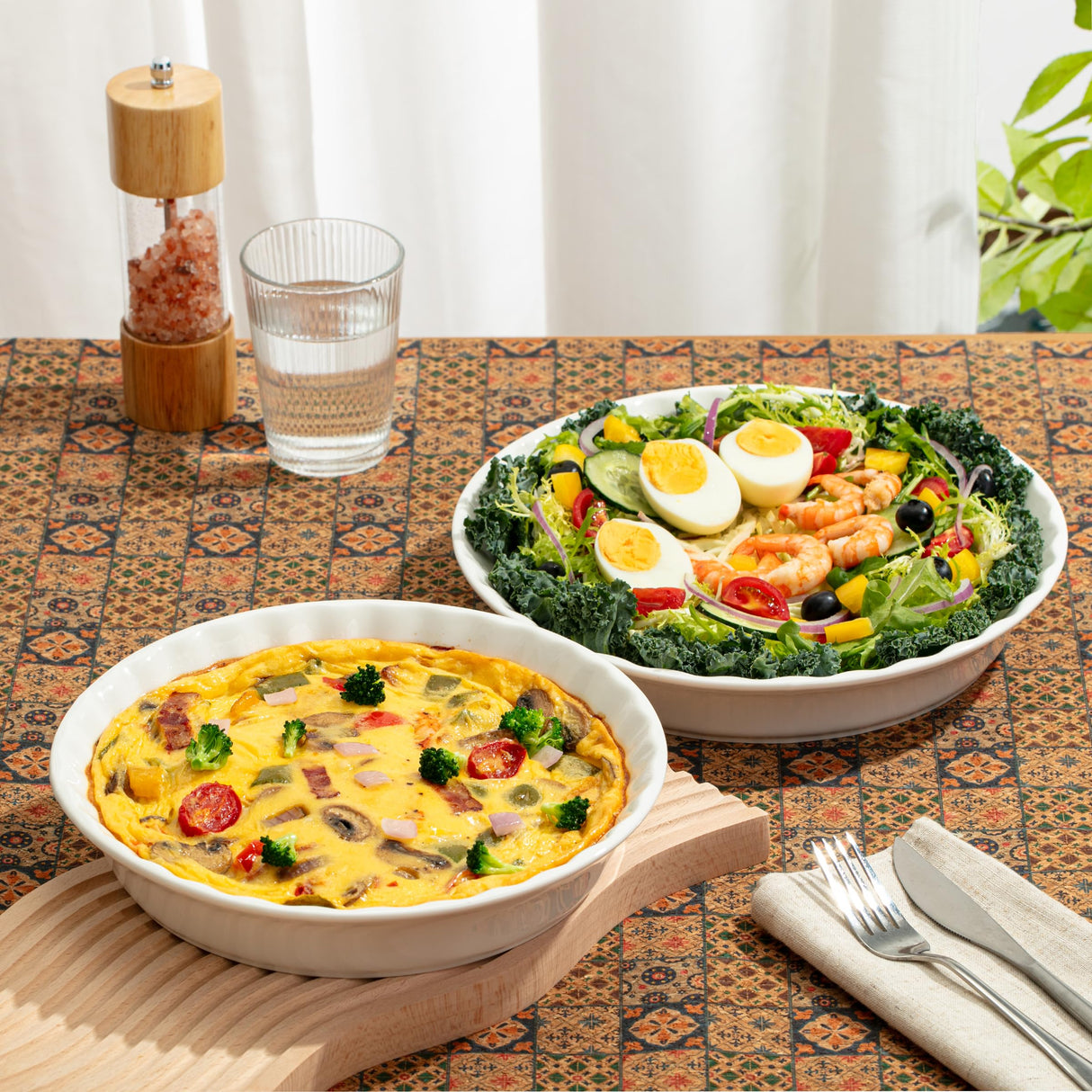 BTAT- Ceramic Pie Dish, 2 pcs, 10.5" and 9.5", White Pie Pans for Baking, Deep Dish Pie Plate, Deep Dish Pie Pan, Deep Pie Dish for Baking, Pie Plates for Baking, Deep Pie Dish, Pie Baking Dish Brew To A Tea