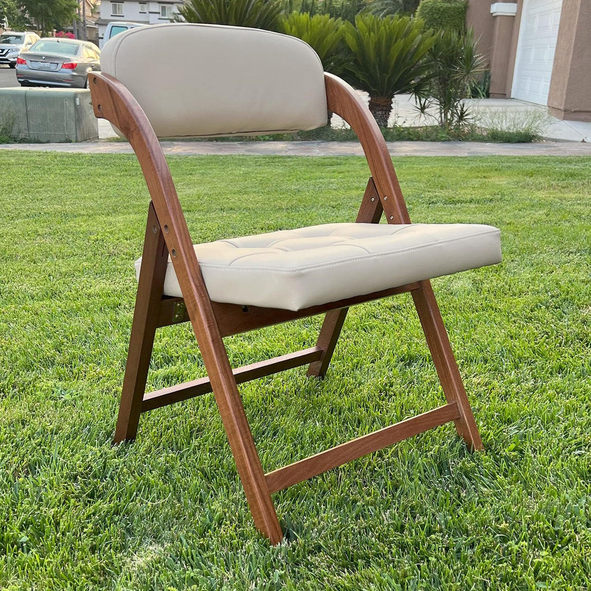 FeliChair Wood Folding Chair with Upholster Seat and Back, Luxury, Comfortable, and Durable Foldable Chairs for Indoor or Outdoor, Set of 2 (Fruitwood) FeliChair