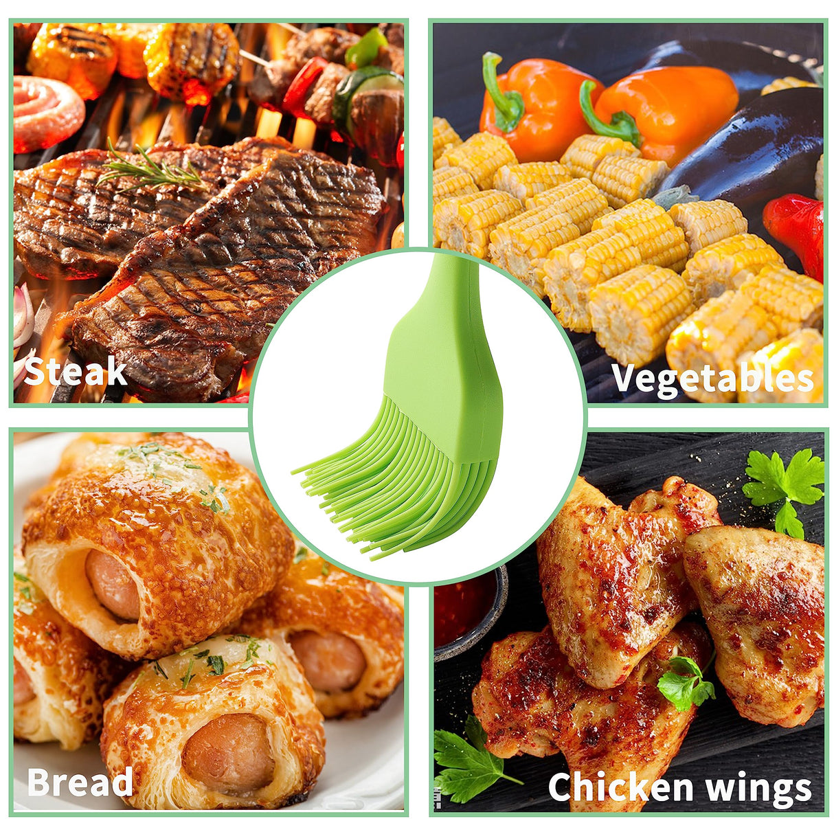 4PCS Silicone Basting Pastry Brush, MONGSEW Heat Resistant Food Brush Spread Oil Butter Sauce for BBQ Grill Baking Kitchen Cooking, BPA Free, Dishwasher Safe (Multicolor, 4 Pcs) MONGSEW