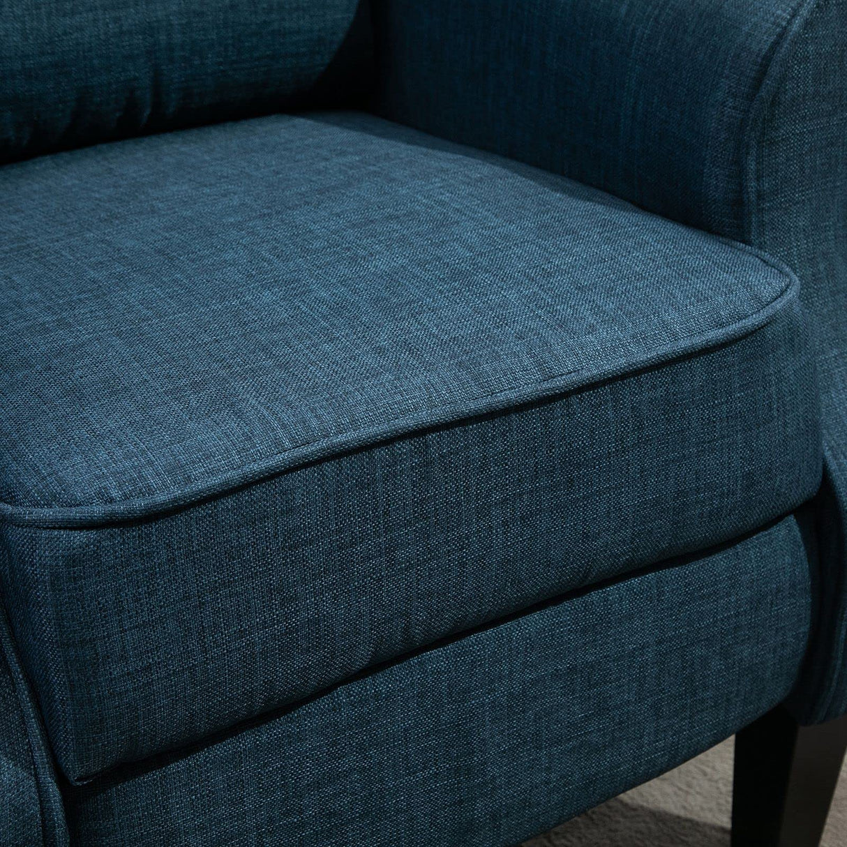 HOMCOM Vibration Massage Recliner Chair for Living Room with Heat, Wingback Single Sofa, Modern Linen Fabric Push Back Reclining Chair with Footrest, Side Pocket, Beige, Blue HOMCOM