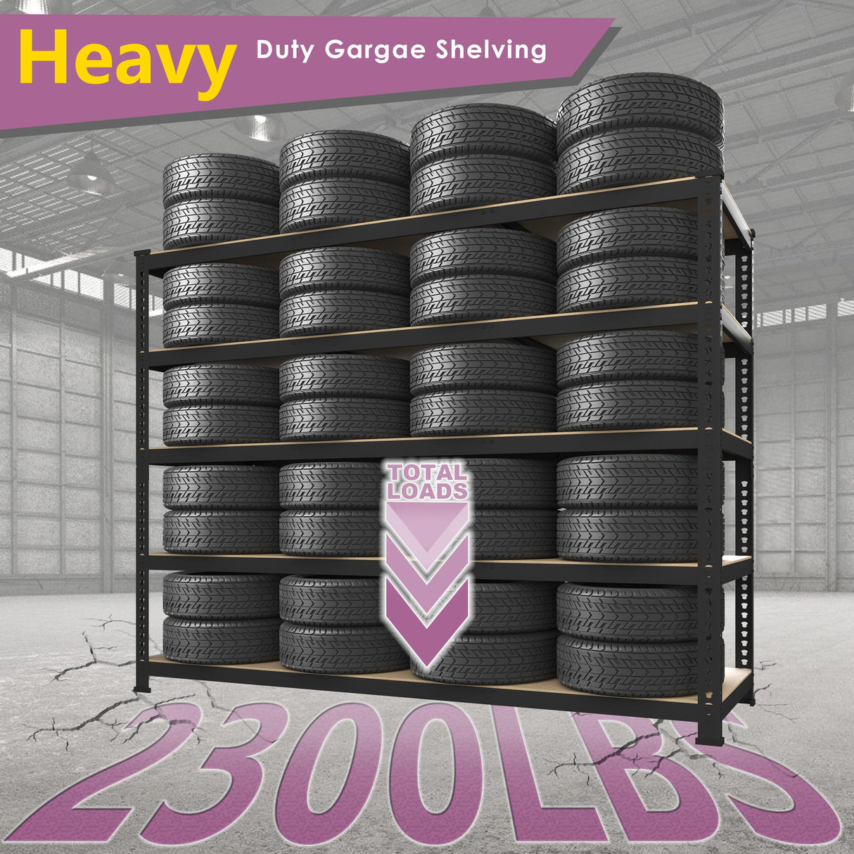 Prilinex Heavy Duty Storage Shelves 48" W x 18" D x 72" H - 5-Tier Adjustable Metal Garage Shelving Unit, Standing Utility Shelf Racks for Pantry Warehouse Kitchen, Black Prilinex