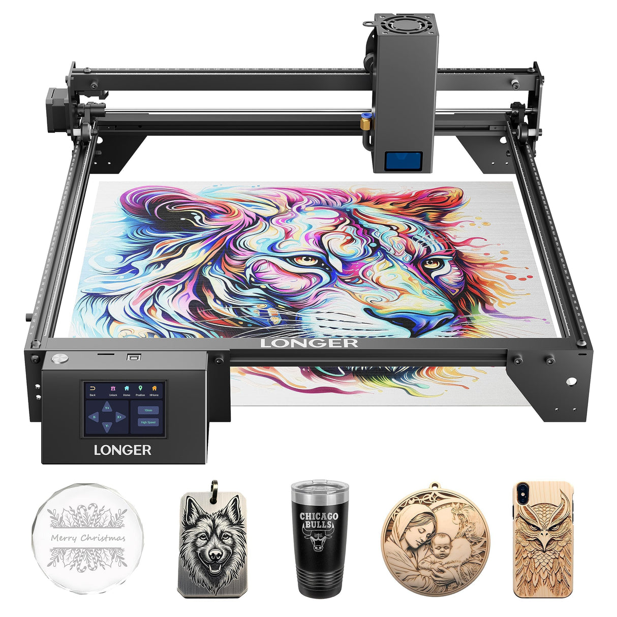 Longer RAY5 Laser Engraver, 20000mW Output Power, 3.5"Touch Screen APP Offline Control, DIY Engraver Tool for Metal/Glass/Wood, Engraving Area 15.75"x14.37" Longer