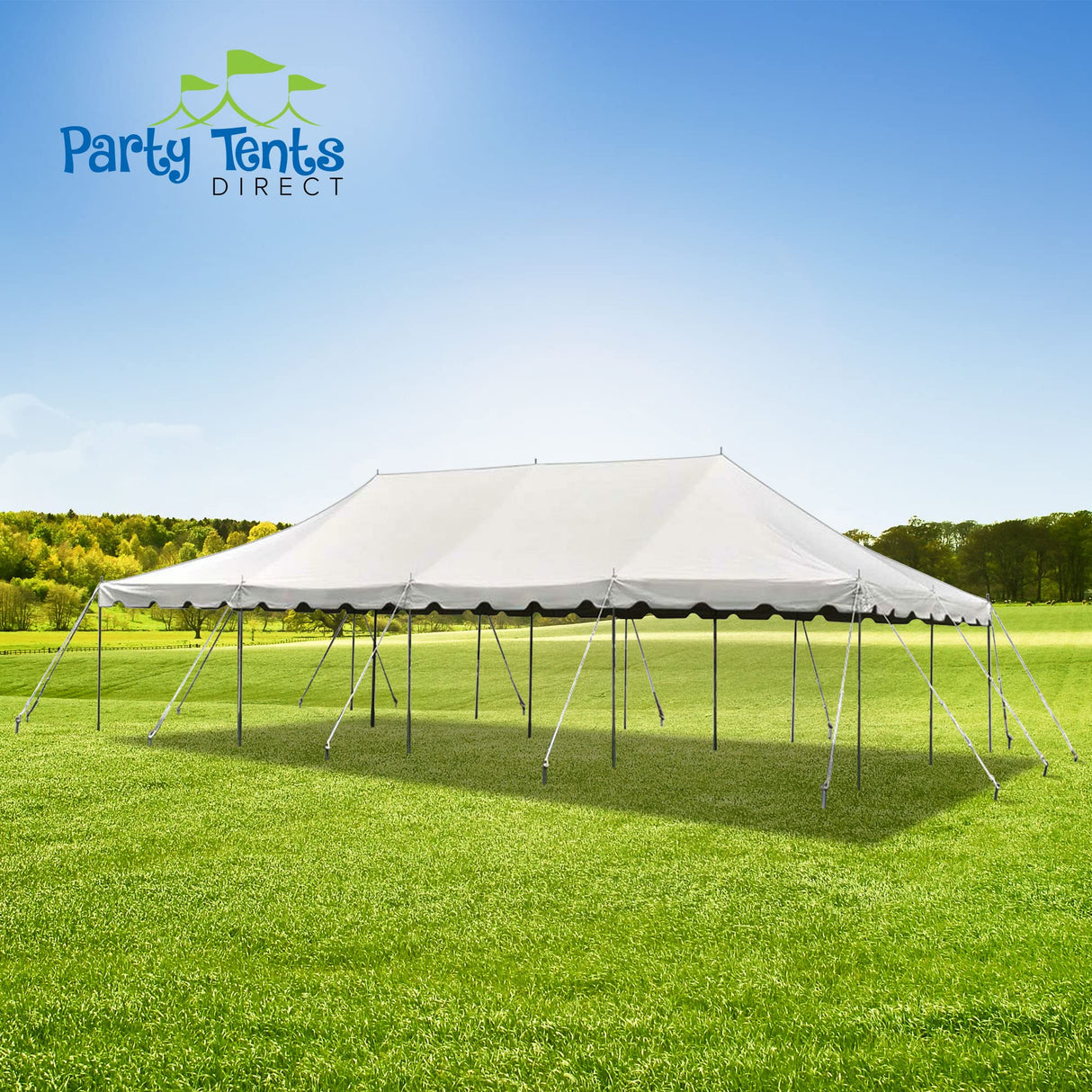 Party Tents Direct 20'x40' Canopy Tent, Weekender Canopy Pole Tent, Easy Up with Heavy Duty PVC White Top, 160 Person Capacity, Outdoor Canopies, Tents for Parties, Weddings & Events Party Tents Direct