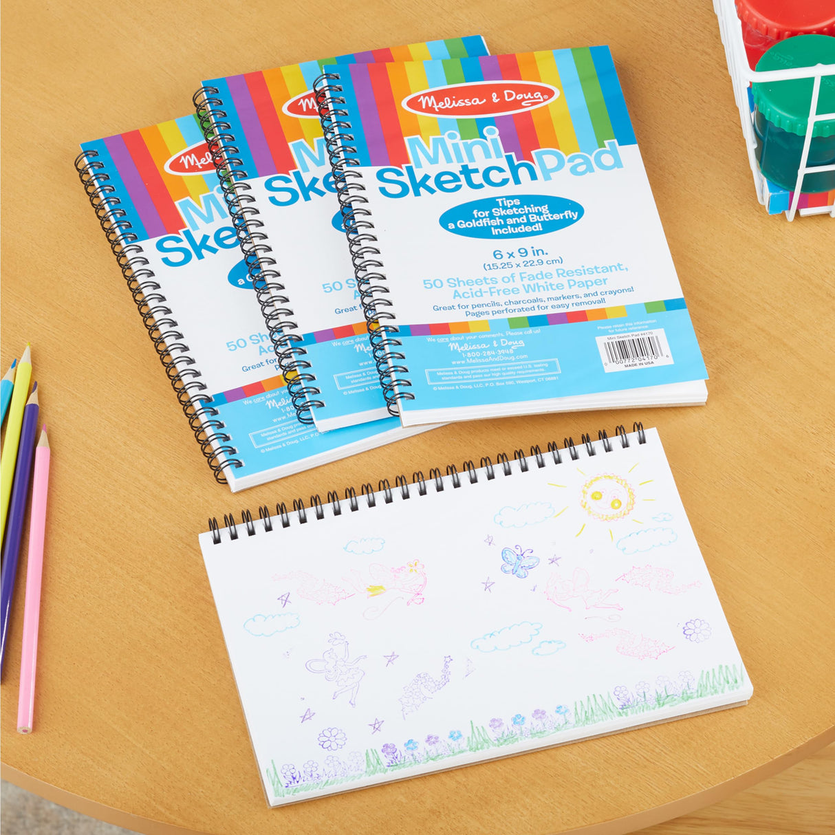 Melissa & Doug Mini-Sketch Spiral-Bound Pad (6 x 9 inches) - 4-Pack Melissa & Doug