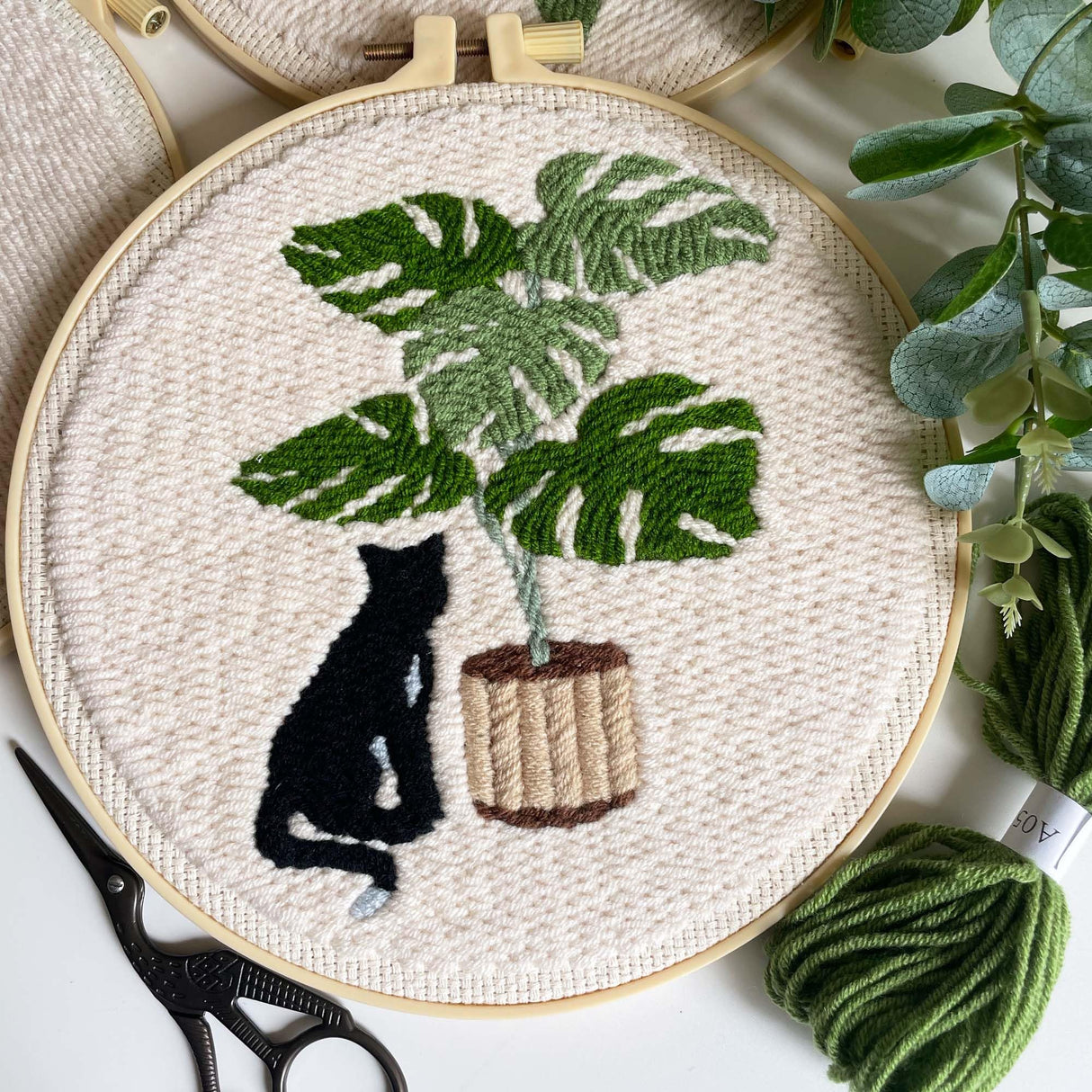 Myfelicity Punch Needle Kit for Adults, Beginners, Kids, Cat and Greenery Patterns, Includes Punching Needle Supplies Myfelicity