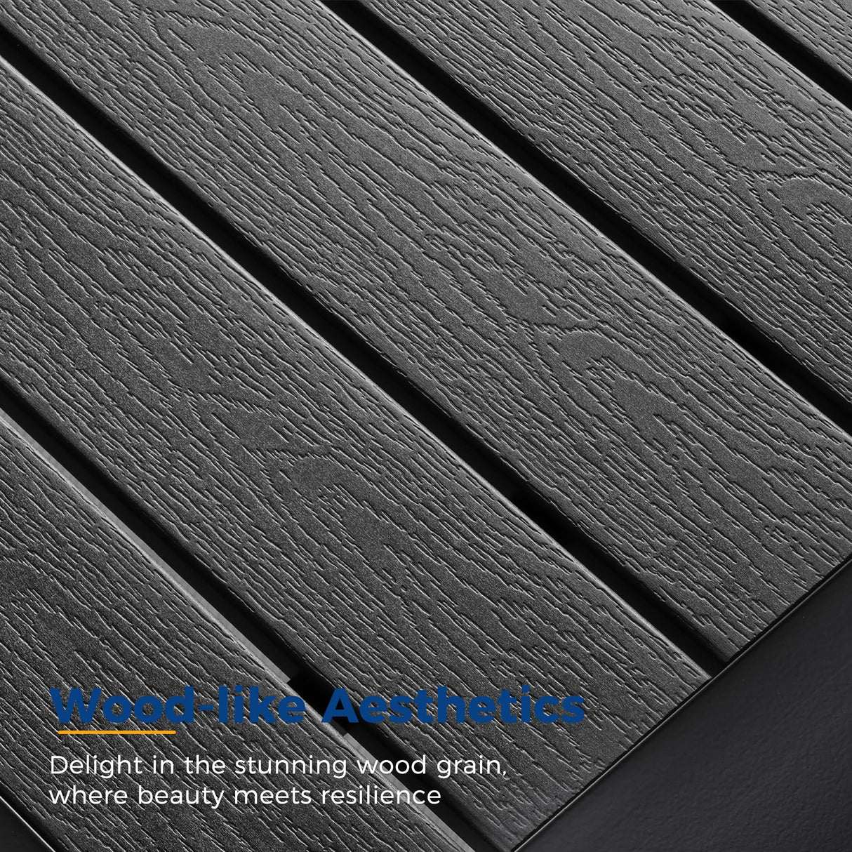 Wisteria Lane Aluminum Outdoor Furniture Patio Coffee Table, All-Weather Outdoor Metal Coffee Table, Modern Rectangle Coffee Table for Balcony, Garden, Black Wisteria Lane