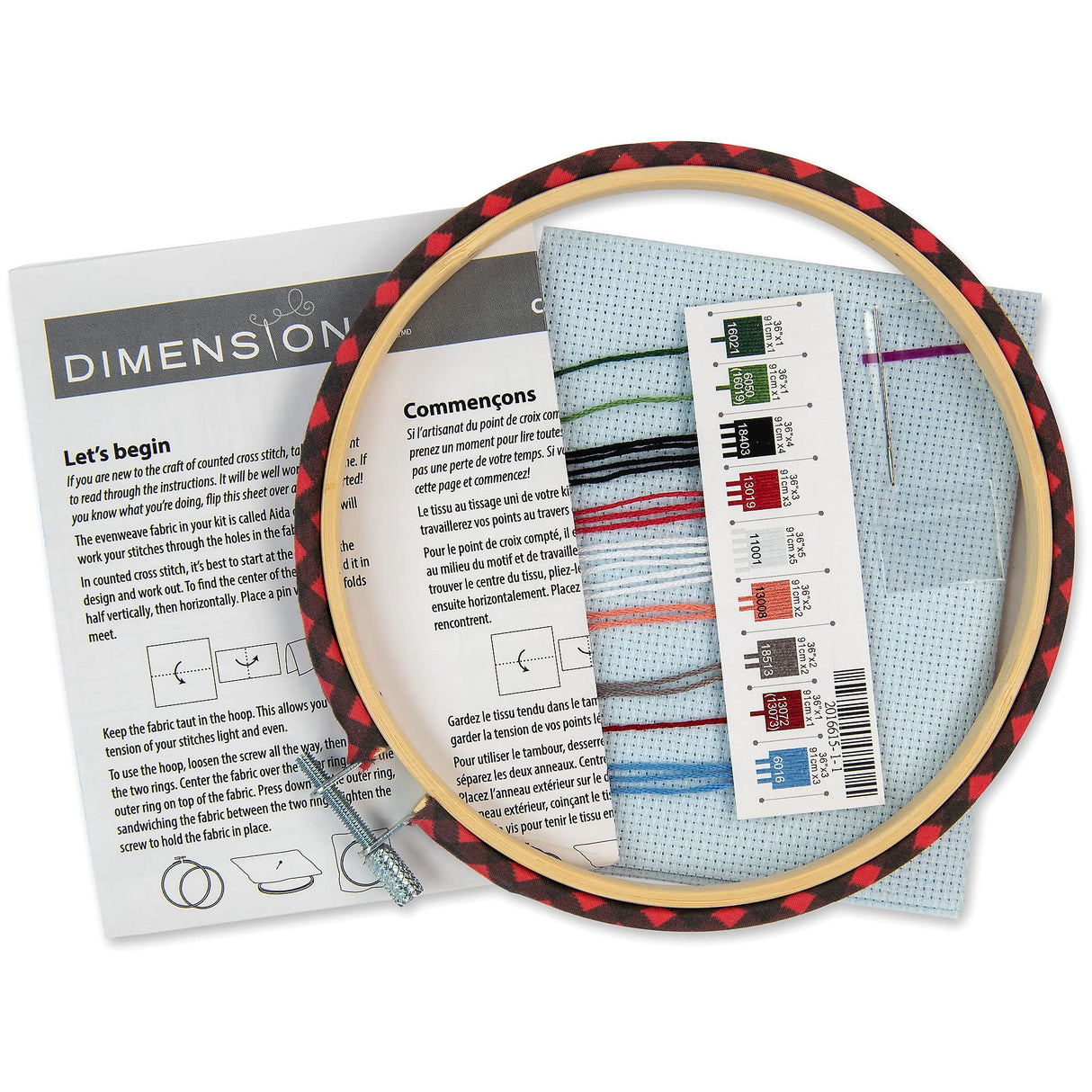 Dimensions 72-09005 Holiday Family Truck Christmas Counted Cross Stitch Kit for Beginners, 6" D, 14 Cnt. White Aida, 5pcs Dimensions