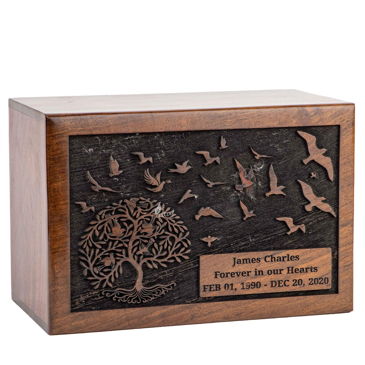 INTAJ Cremation Urn for Human Ashes Adult Male Female - Tree of Life Wooden Box Urn for Ashes - Handmade Decorative Funeral Urn (Customised Tree INTAJ