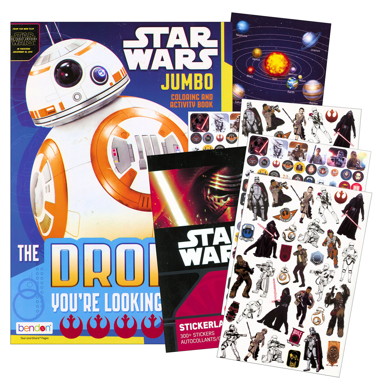 Star Wars Coloring Book with Stickers ~ Includes Bonus Solar System Sticker!