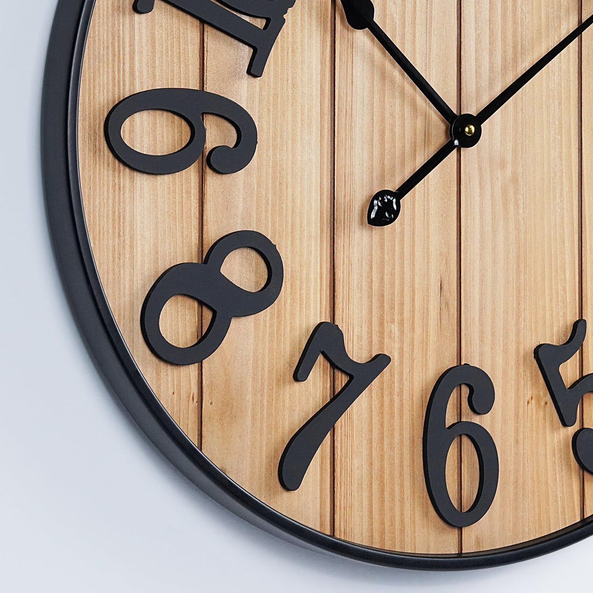 Henescribe Large Wall Clock 30IN, Silent Metal Wood Style Wall Clocks Battery Operated for Living Room Decor, Farmhouse Big Wall Clock, Outdoor Henescribe