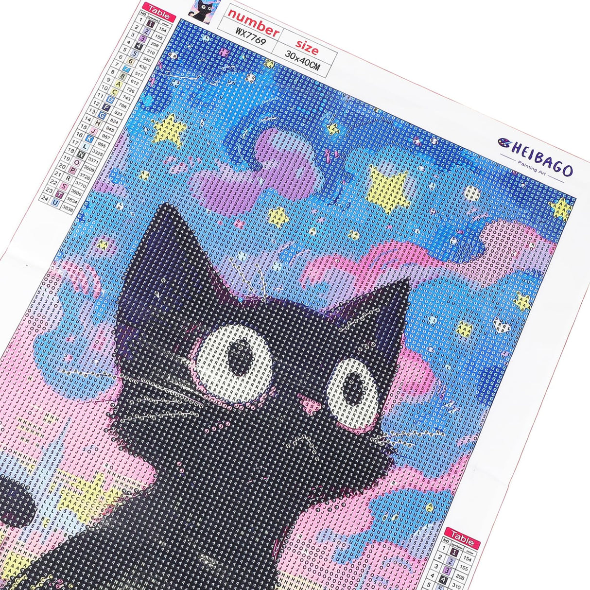 HEIBAGO Starry Night Cat Diamond Art Kits for Adults Beginners, 5D Diamond Painting Animal Kits, DIY Full Round Drill Diamond Dots Paintings Picture Gem Art Craft for Home Wall Decor 12x16 Inch HEIBAGO