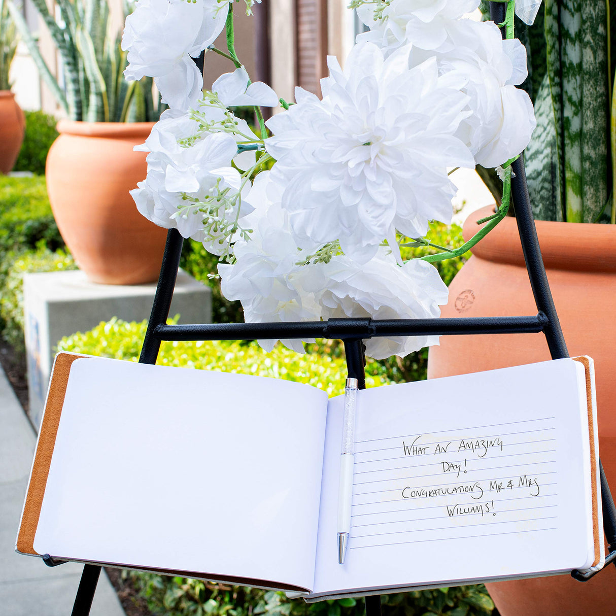 Wedding Guest Book, Personalized Leather Guest Book for Bride and Groom | Rustic | Customized Signing, Registry Book for Visitors, Bridal Shower, Personalized Favors