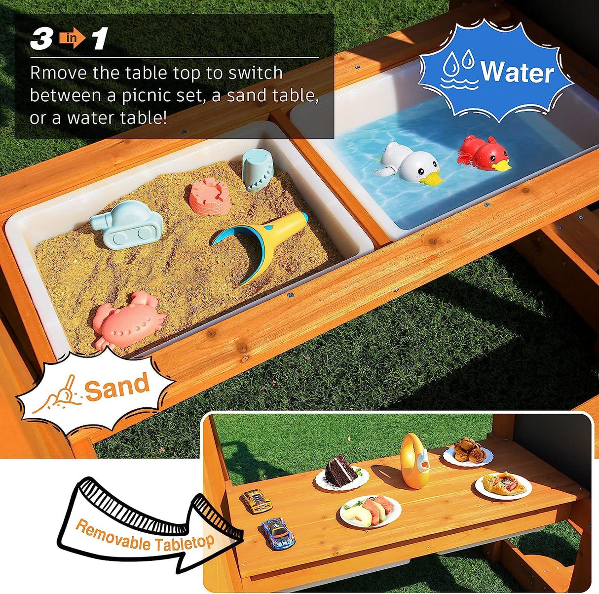 SuniBoxi Kids Swing Sets for Backyard, Wooden Playground Sets for backyards with a Wave Slide, Rock Climbing Wall, 2 Swings, and More,6-in-1 Outdoor Playset SuniBoxi