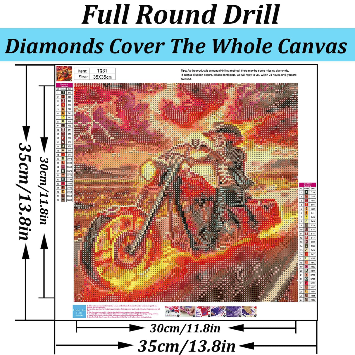 VCLKDIY Skull Motorbike Diamond Art Kits for Adults, 5D Diamond Painting Kits for Adults Beginners, DIY Full Round Drill Diamond Dot Painting Gem Art Kits for Adult, Home Wall Decor 13.8x13.8 Inch VCLKDIY