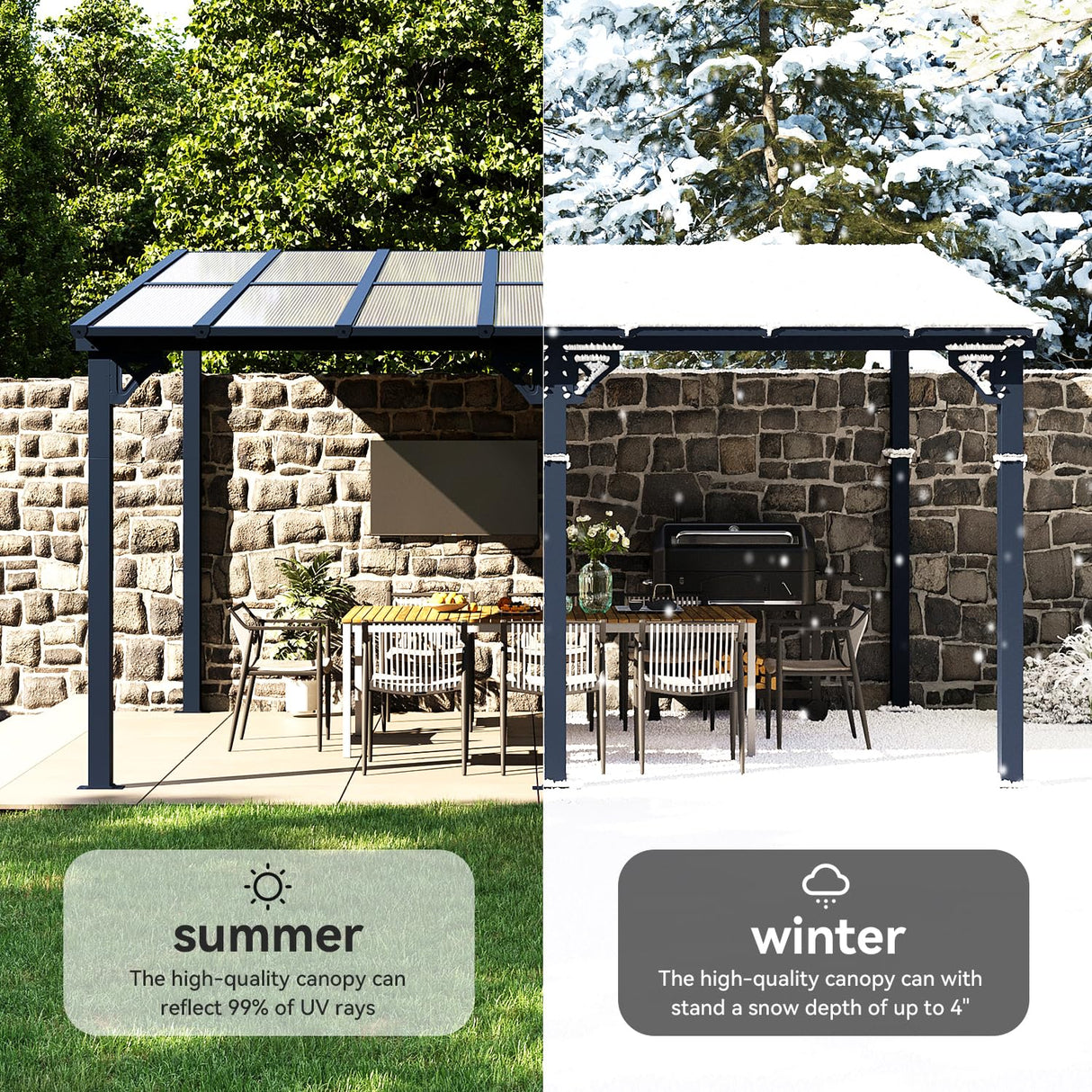 Aoxun Gazebo for Patio 10' x 14', Gazebo Pergola with Sloped Roof, Large Wall-Mounted Heavy Duty Awnings, for Backyard, Patio, Deck and More Aoxun