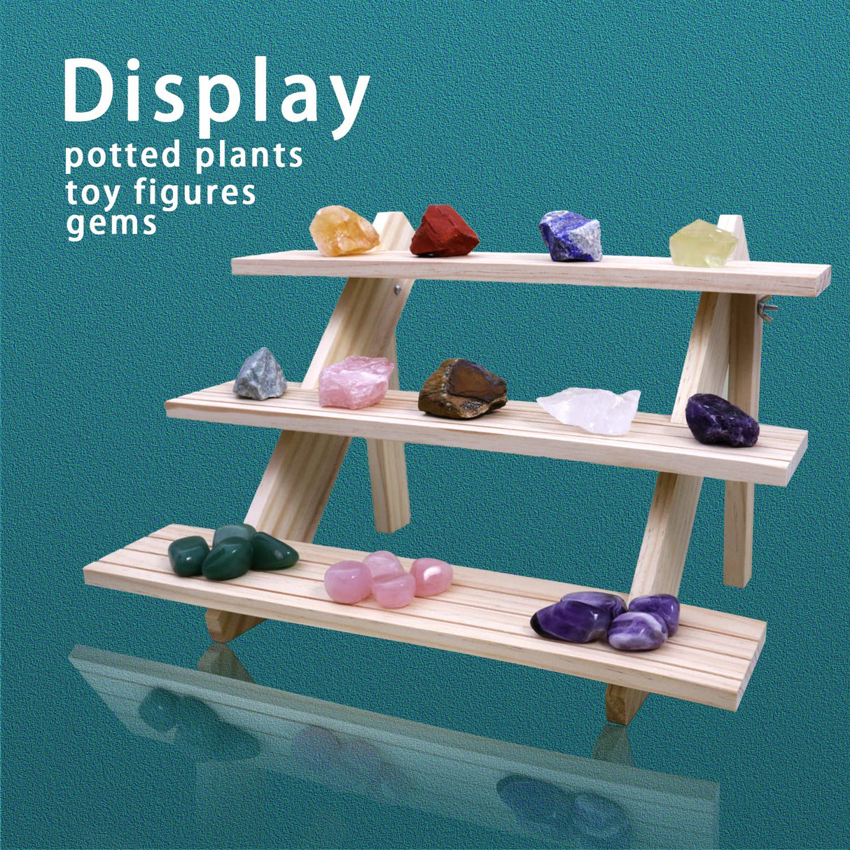 Auroal 3 Tier Earring Display Stands For Selling, Retail Display Riser Earring, Ring Holder Stand, Removable Countertop Small Merchandise Display Stand, for Figures,Cupcake, Photo (Wood color) Auroal