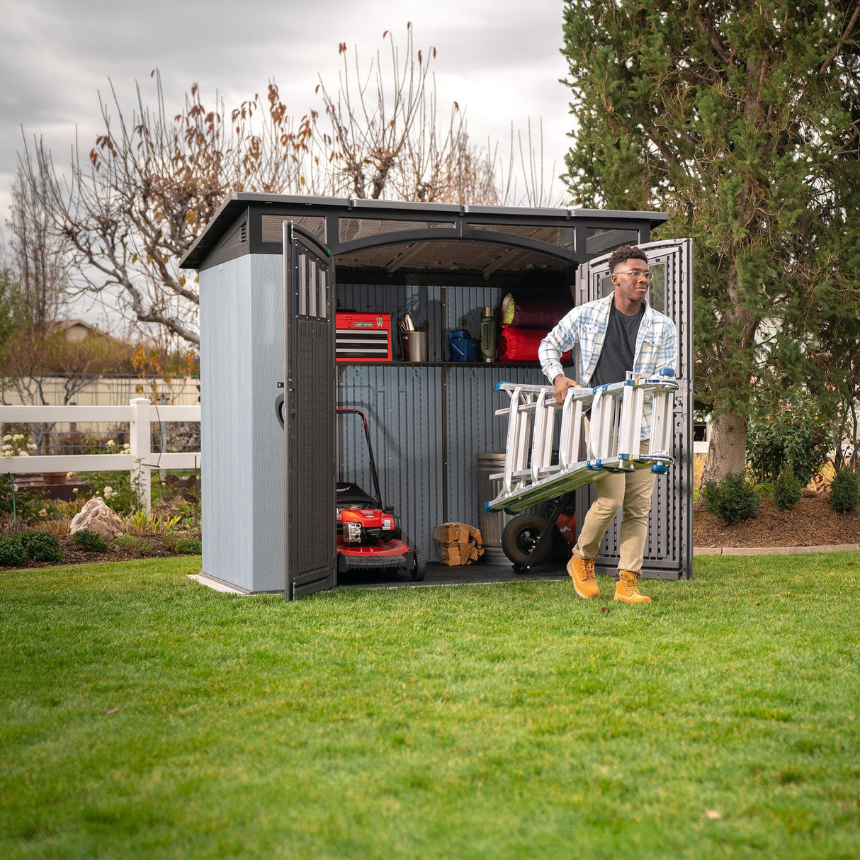 Lifetime Modern Outdoor Storage Shed, 8 x 5 Foot, Gray Lifetime