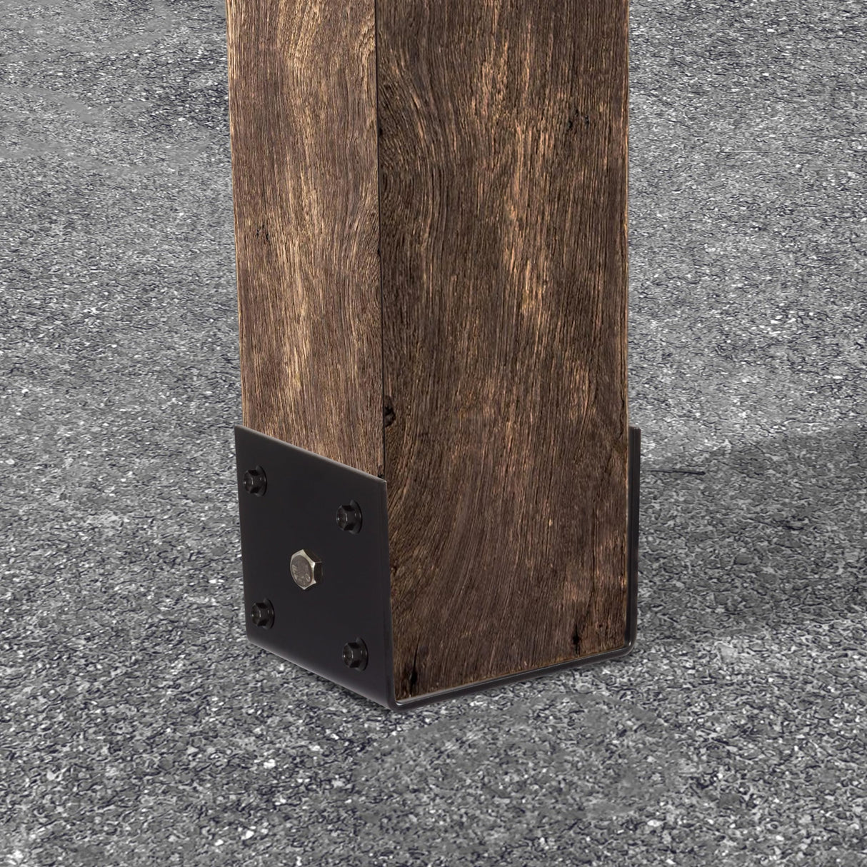 LADECH Fence Post Holder Ground Spike Use for Concrete Deck - Post Base Anchor Metal Black Powder Coated 4 Inches x 4 Inches (Inner Dia 3.5x3.5) 4 Pack LADECH