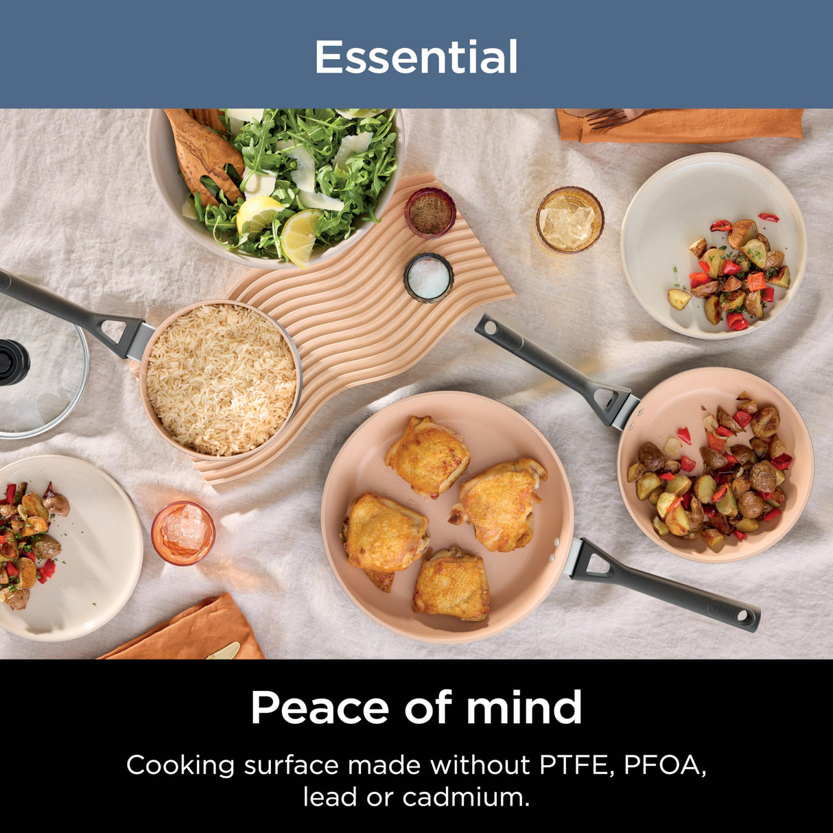 Ninja Pots and Pans Set Non Stick | Extended Life Select Ceramic Cookware Set | 10-Piece Nonstick | PFOA Free | Oven Safe to 350°F | Induction Compatible | CK89010BF Ninja