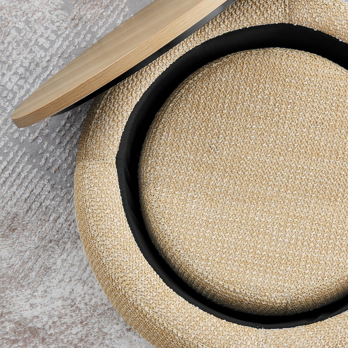 Chorlenimi Ottoman with Storage Round Footstool Stool Small Ottoman with Storage Foldable Ottomans Foot Rest Footstool Bench Wooden Lid for Living Room(Natural, 25'') Chorlenimi