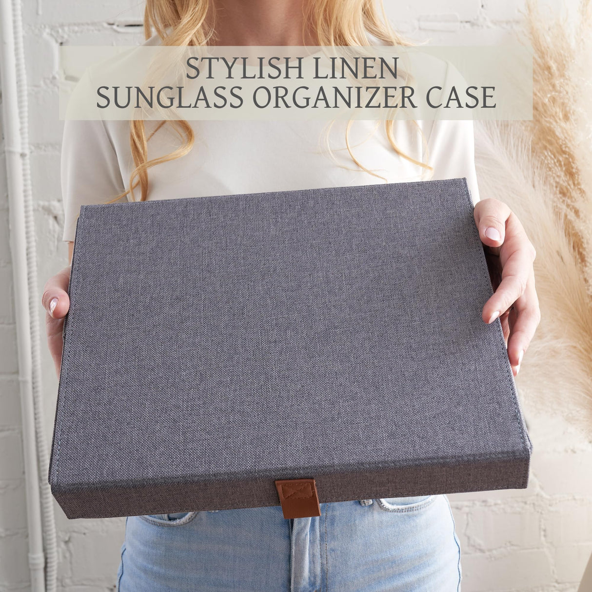 ZICOTO Beautiful Sunglass Storage Organizer For 8 Pairs - A Stylish Linen Case Protects and Displays All Your Glasses - The Perfect Storage Organizer To Hold Multiple Glasses Safe and Dust Free ZICOTO