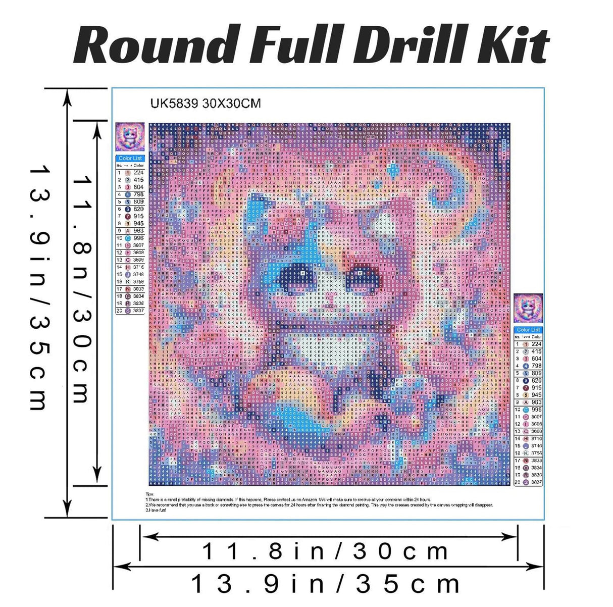 Hestarcul DIY Diamond Art Kits for Adults,5D Diamond Painting Kit for Beginner,Full Round Gem Art Paint by Diamond for Home Wall Decor,Gift for Adult. (cat) Hestarcul