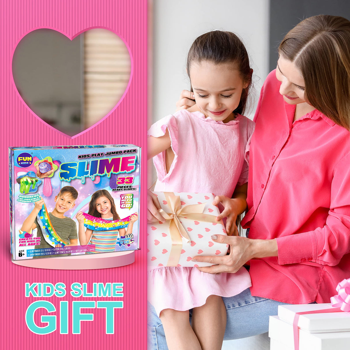 33 Cups Jumbo Slime Kit for Kids, FunKidz Premade Ultimate Slime Pack to DIY Soft, Cloud, Clear, Butter, Glitter, Glow in Dark Slime Making Kits Super Slime Party Favors Gift Toys for Girls and Boys FUN KIDZ