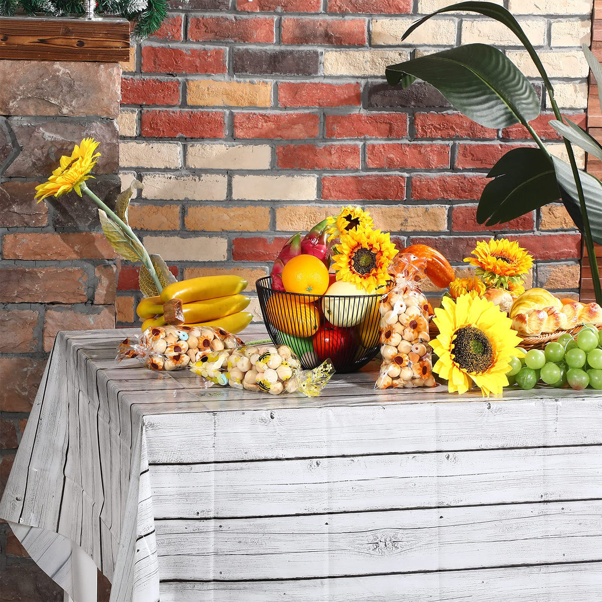 3 Pieces Wood Tablecloth Plastic White Wood Grain Tablecloth Rustic Wood Table Cover Rectangle Wood Grain Table Cover for Western Birthday Party Picnic Table Decoration,54 X 108 Inches Tatuo