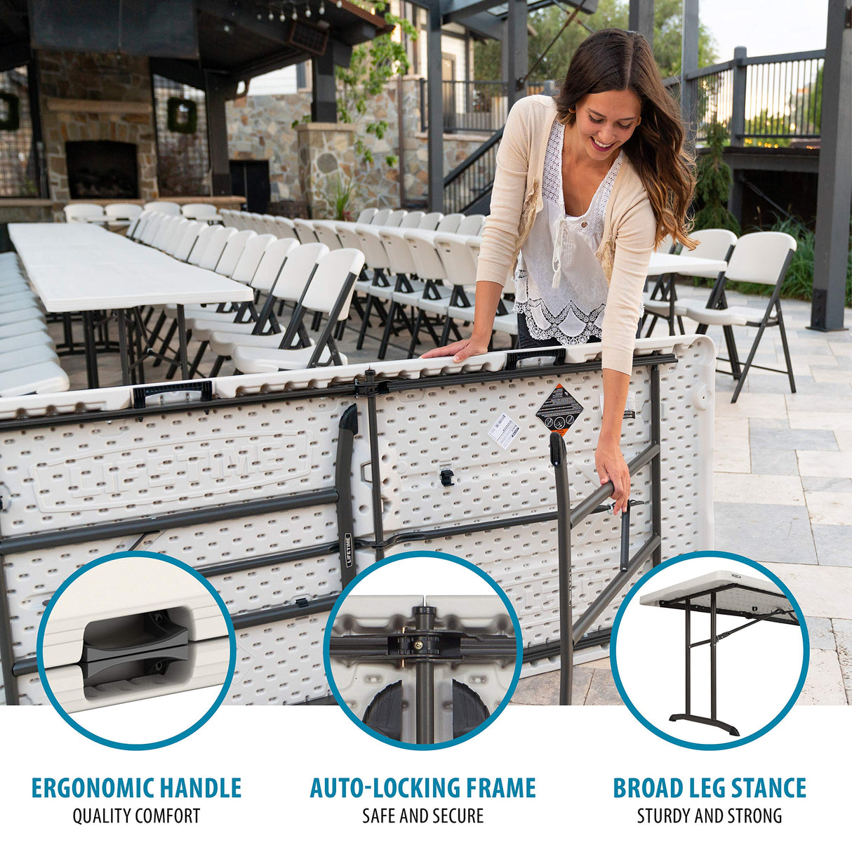 Lifetime Commercial Fold-in-Half Table, 6-Foot, Almond Lifetime