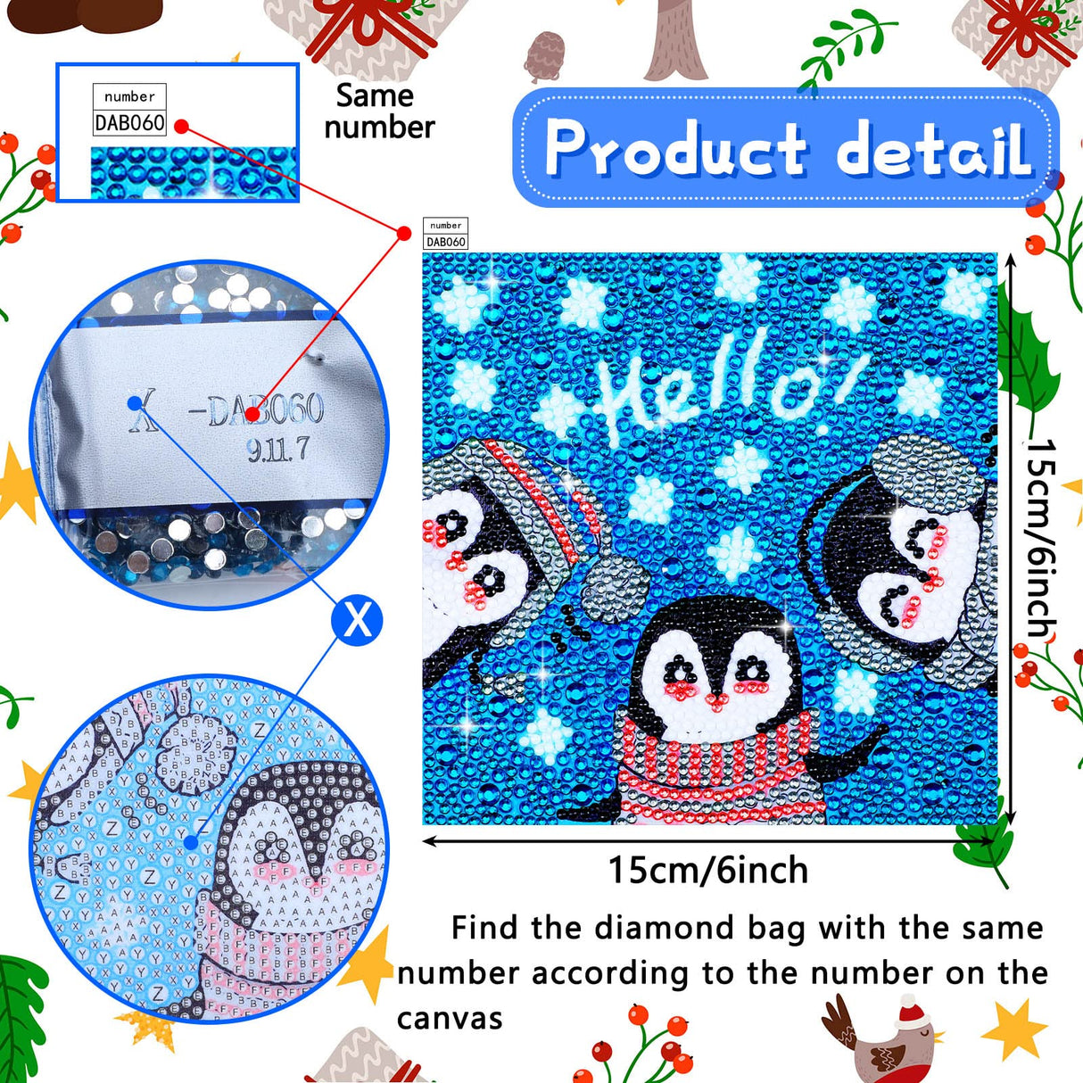Charniol 9 Pcs Winter 5D Diamond Painting Kits 5D Drill Round Crystal Rhinestone Handmade Creative Art Crafts Snowman Snowflake for Home Wall Decor and Adults Kids DIY (Snowman, Snowflake) Charniol