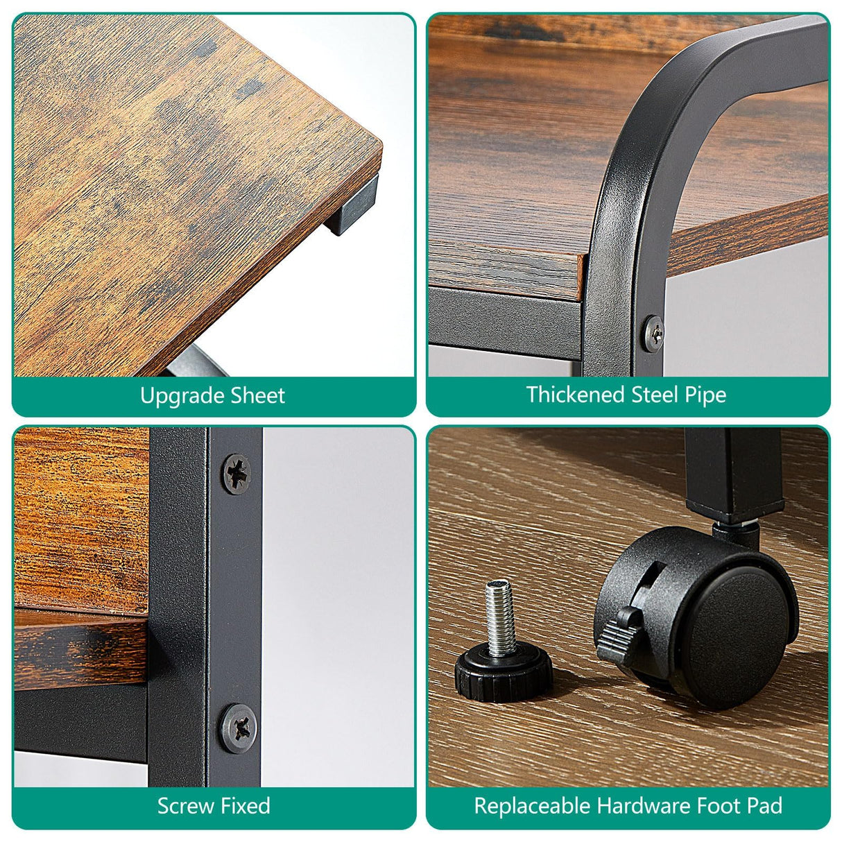 jarrvz Large Printer Stand, Removable and Fixed Printer Stand, Large Fax Machine Printer Stand, Laser Printer Stand, Printer Stand with Storage Space, Scanner Office Rolling Carriage, Retro Brown jarrvz