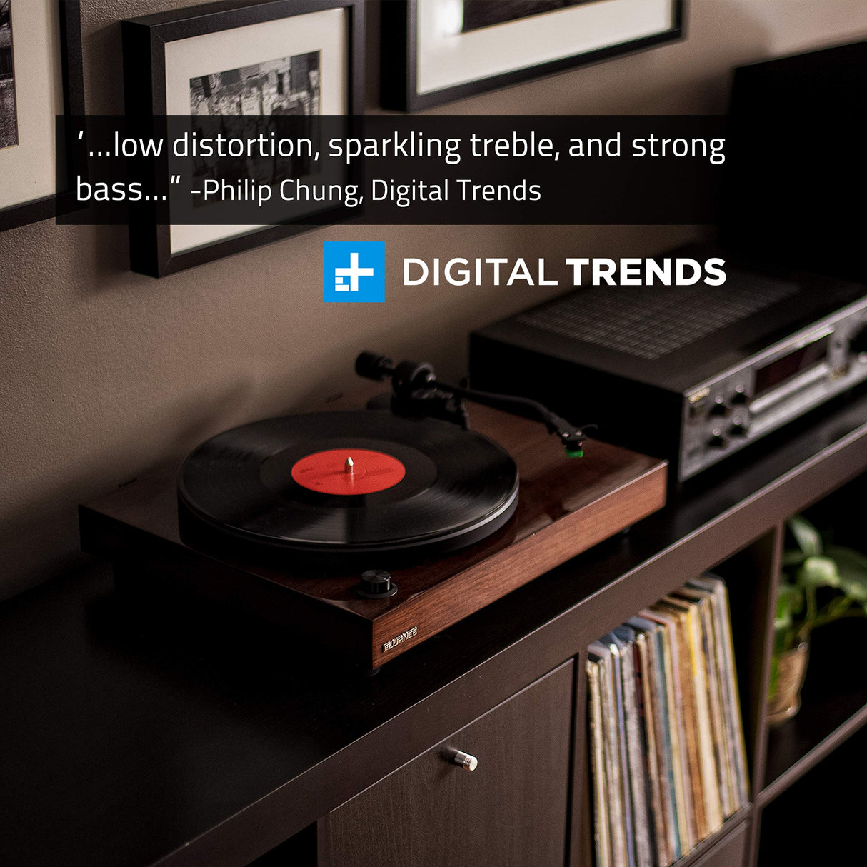 Fluance RT81 Elite High Fidelity Vinyl Turntable Record Player with Audio Technica AT95E Cartridge, Belt Drive, Built-in Preamp, Adjustable Counterweight, High Mass MDF Wood Plinth - Walnut Fluance