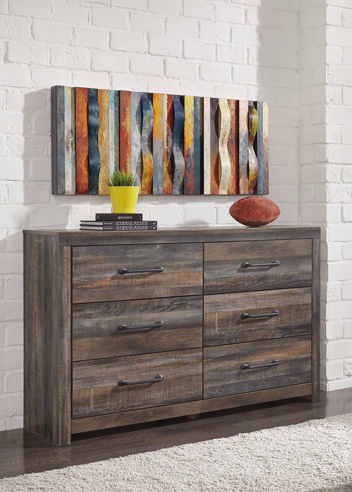 Signature Design by Ashley Drystan Rustic Industrial 6 Drawer Dresser, Weatherworn Brown Signature Design by Ashley