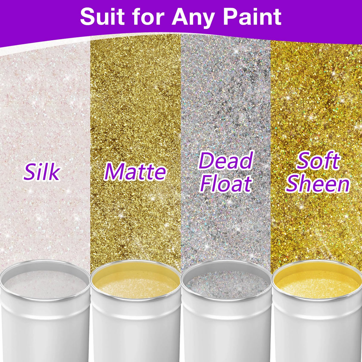 TORC Holographic Silver Glitter Paint Additive - Multi-Size Glitter Powder for Acrylic Paint, Walls, Wood Furniture & Crafts (200g/7oz) - Interior/Exterior Use on All Finishes TORC