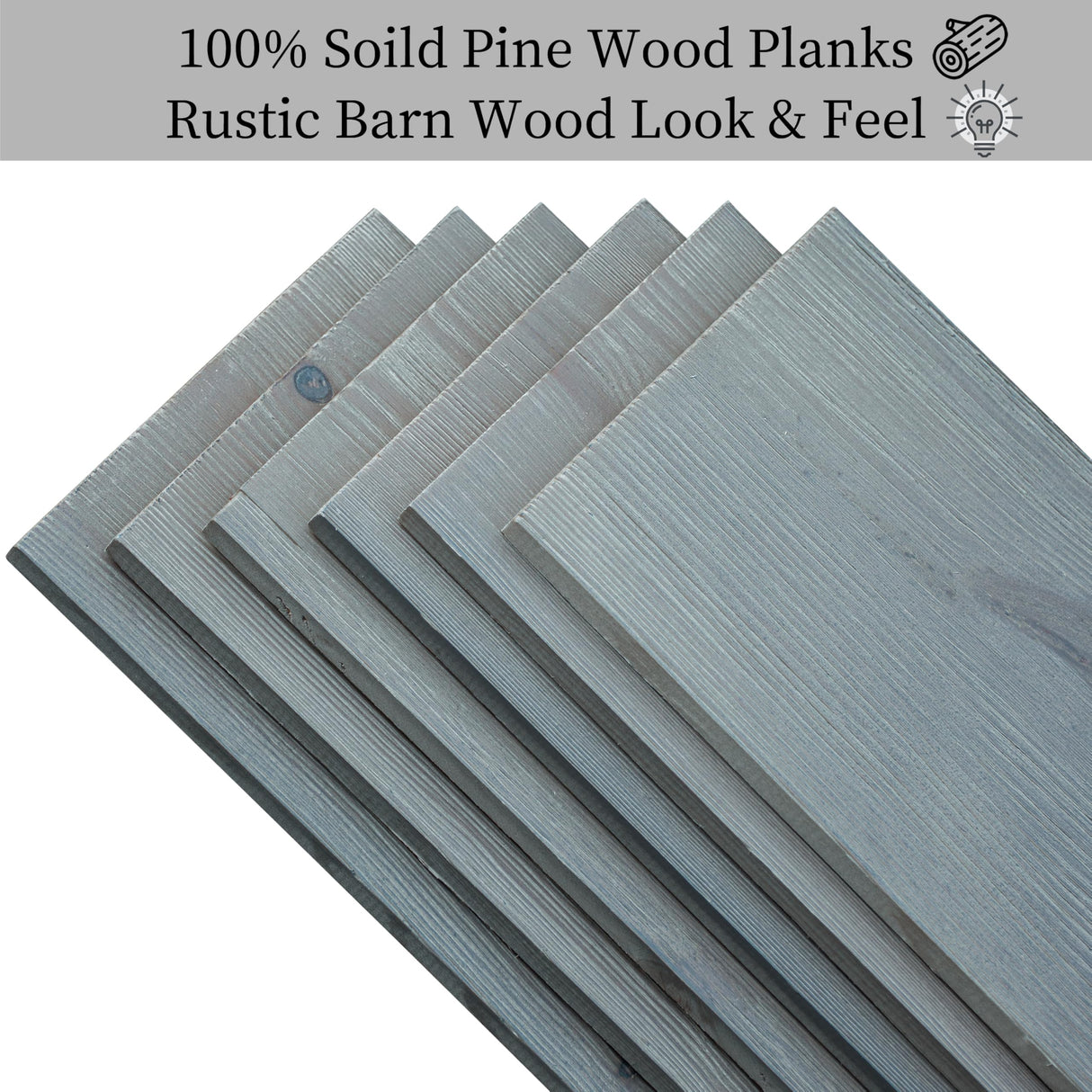 Brosisincorp Nail Up Real Barn Wood Planks, Thicken Rustic Reclaimed Wood Panel for Accent Walls, 11 Sq.Ft, 6 Pack, 48" L X 5.5" W X 0.3" Th - Charcoal Gray Brosisincorp