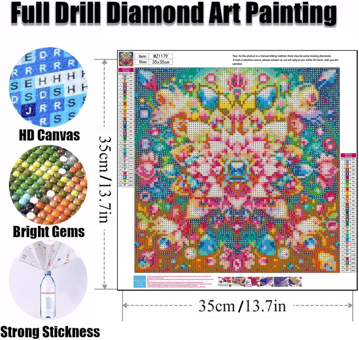 Ekuxom Mandala Diamond Art Kits for Adults-Flowers Diamond Painting Kits for Adults-5D DIY Full Round Drill Gem Art for Home Wall Decor Gifts 14x14inch Ekuxom
