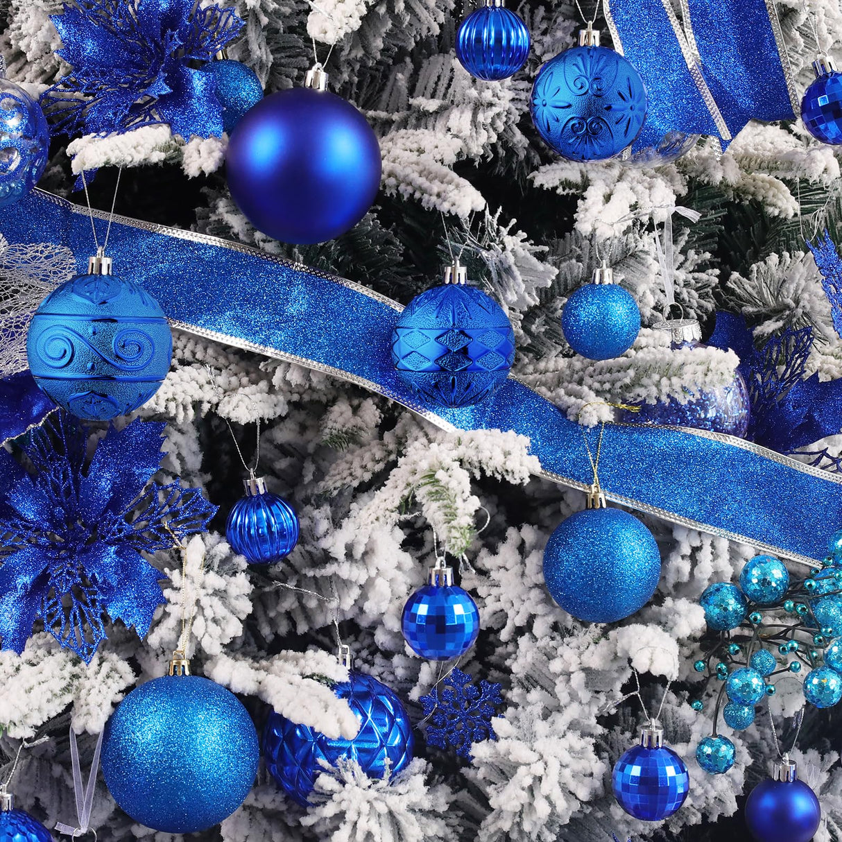 Wironlst Christmas Ball Ornaments - 30pcs Shatterproof Plastic Christmas Ornaments Hanging Ball Decorations for Xmas Tree, Holiday, Wedding, Party (Multi-Size, Blue) Wironlst