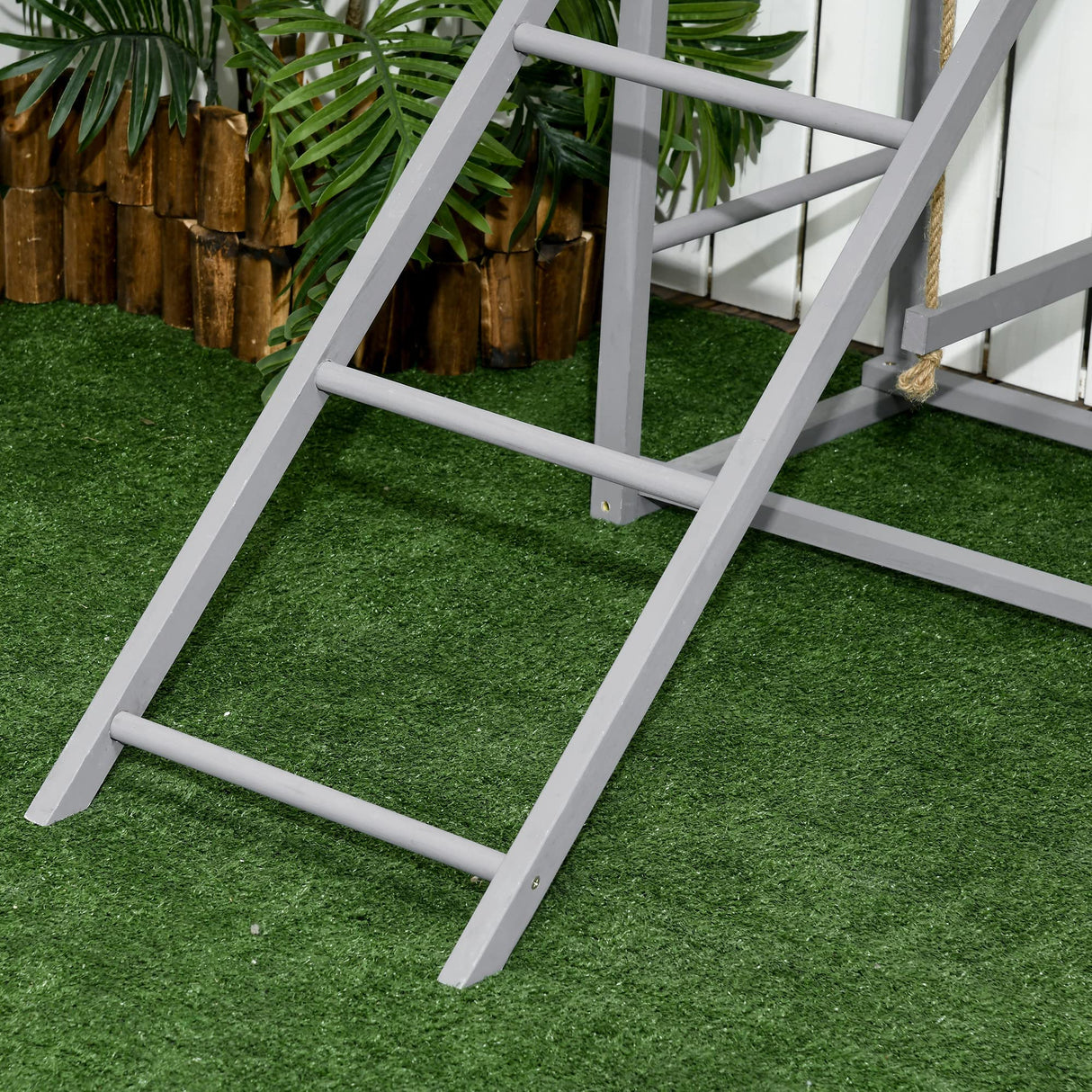 PawHut Chicken Activity Play with Swing Set for 3-4 Birds, Wooden Chicken Coop Accessory with Multiple Chicken Perches & Hen Ladder Gray PawHut