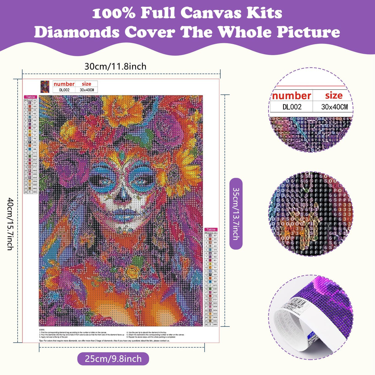 SENQAO 4 Pack Gothic Diamond Painting Kits for Adults, 5D Diamond Art Kits for Beginners, DIY Bear Horror Doll Round Full Diamond Gemstone Art Rhinestone Painting for Wall Decor 12X16 inch SENQAO