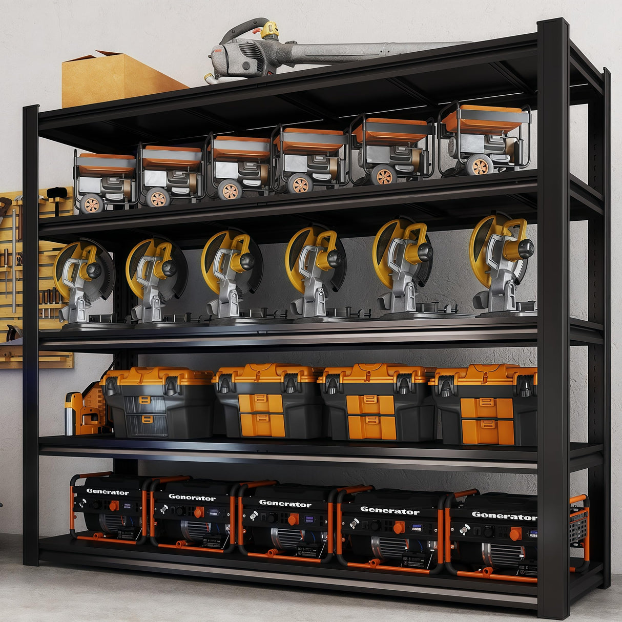 LI JIU HOME 84“H Garage Shelving Heavy Duty Storage Shelves 3500 LBS Adjustable Metal Shelving Uints and Storage for Garage,Warehouse,School,Commercial,Business, 62 "W x 24 "D x 84 "H LI JIU HOME