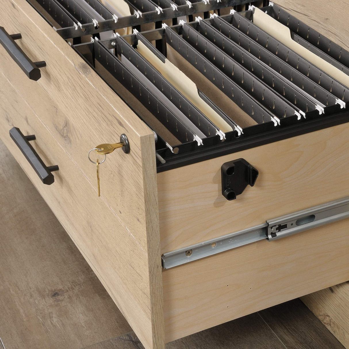 Sauder Aspen Post Lateral File, L: 31.26" x W: 19.45" x H: 29.72", Prime Oak Finish Sauder