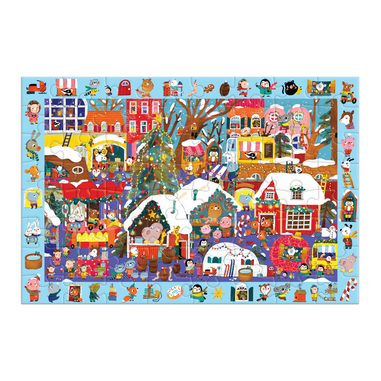 Mudpuppy Christmas Market – 64 Piece Search & Find Jigsaw Puzzle Featuring Festive Critters Shopping Around The Christmas Market and Over 40 Hidden Images to Find Mudpuppy