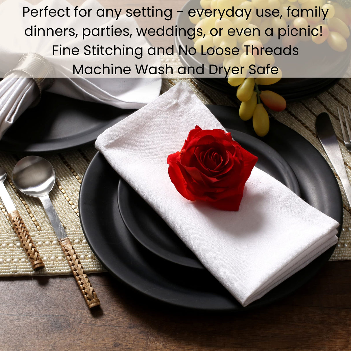 Cotton Clinic Cloth Dinner Napkins – Perfect Everyday Use Table Napkins – Soft Durable Washable – Ideal for Party Wedding Christmas Easter – Set of 12-17x17 inches White Napkins Cotton Clinic