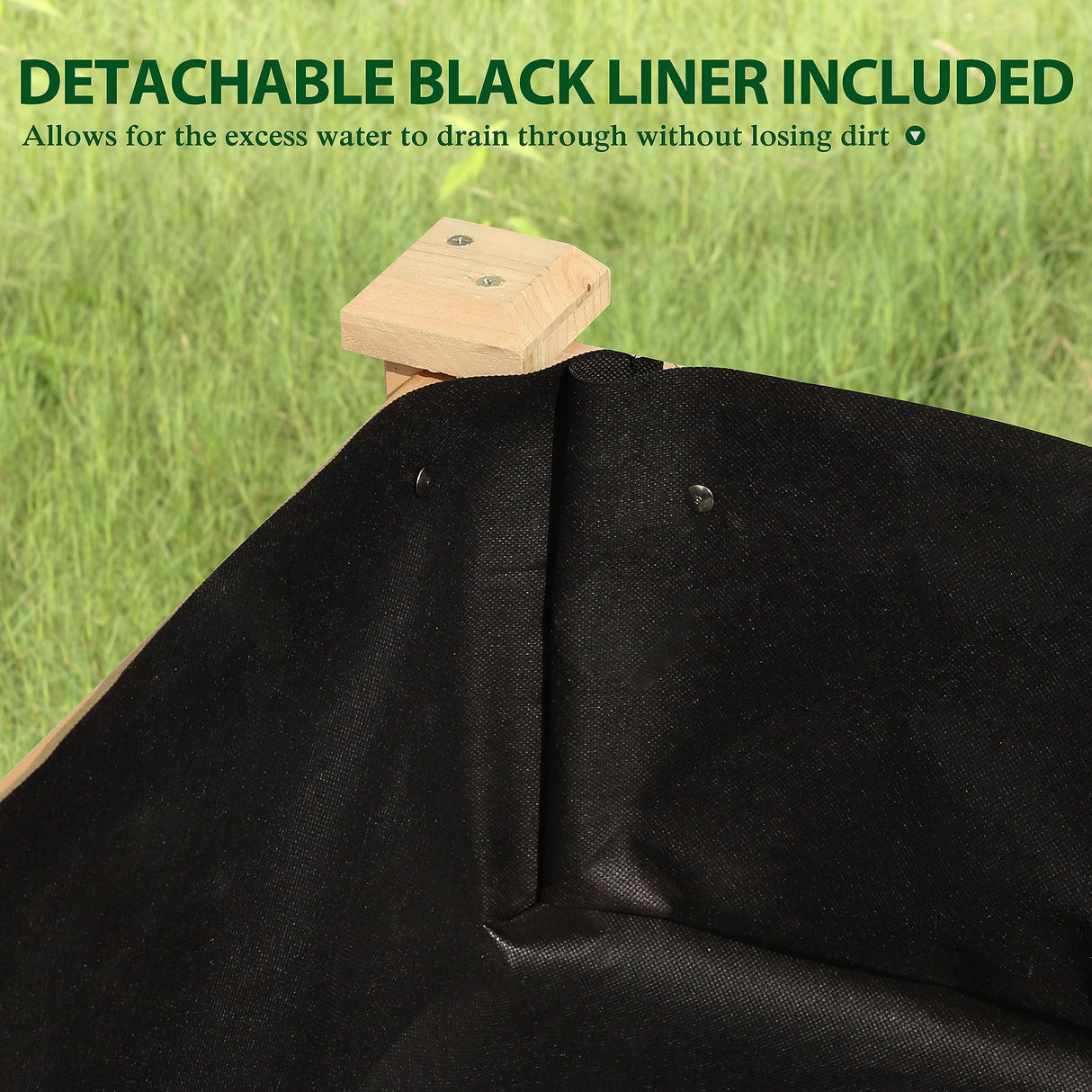 MUPATER Raised Garden Bed Planter Box with Four Wheels and Legs for Herbs and Vegetables, Elevated Garden Bed with Drainage Holes for Outdoor Indoor, Natural Wood MUPATER