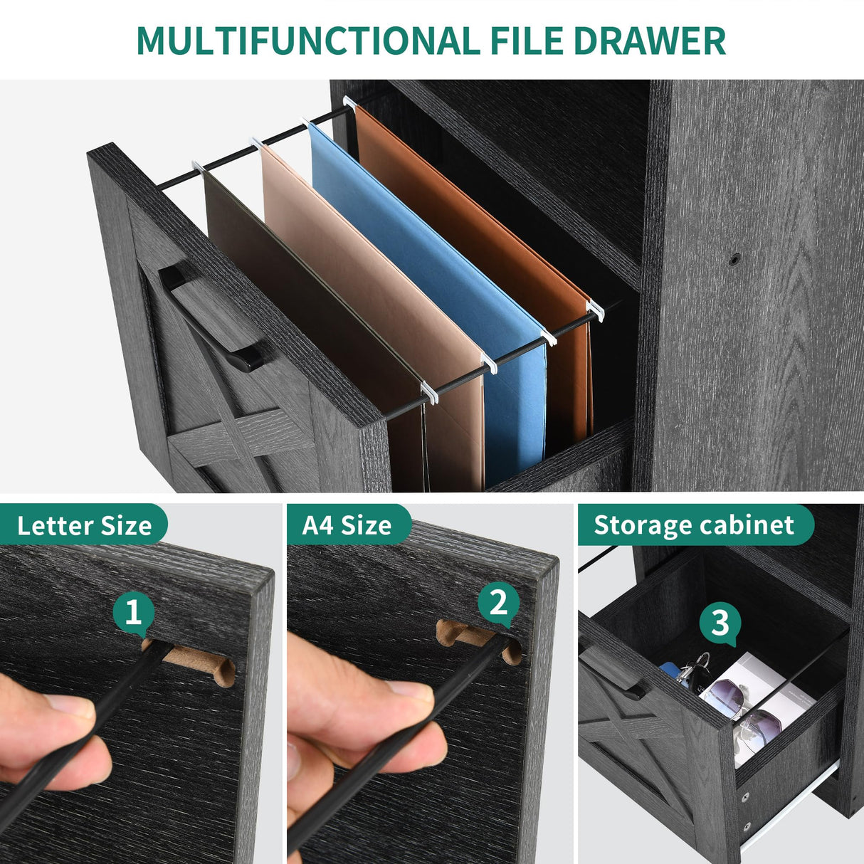 YITAHOME L Shaped Desk with Power Outlets, 60 Inch Computer Desk Corner Desk with File Drawer, Home Office Desk with Monitor Stand & Storage Shelves, L-Shaped Desk with File Cabinet, Grey YITAHOME