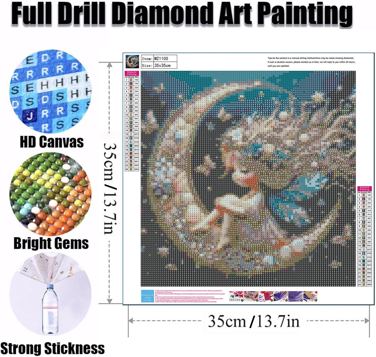 Ekuxom 5D Moon Diamond Art Kits for Adults-Fairy Diamond Painting Kits for Adults-DIY Crystal Rhinestones Diamond Painting Girls for Wall Home Decor 14x14 in Ekuxom